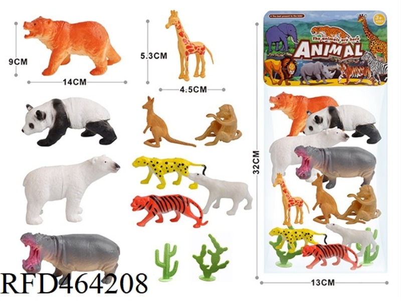 12PCS WILD ANIMAL SET 4 6-INCH WILD ANIMALS +6 2.5-INCH WILD ANIMALS +2 TREES