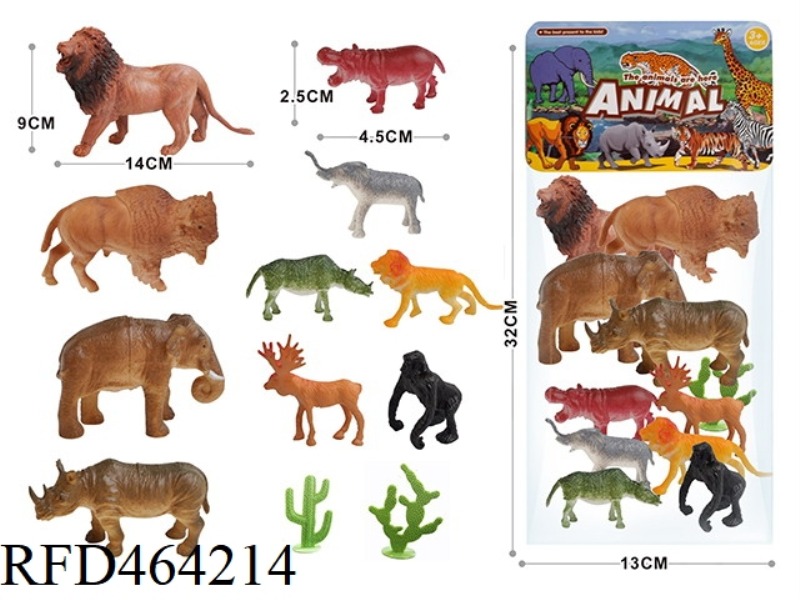 12PCS WILD ANIMAL SET 4 6-INCH WILD ANIMALS +4 3.5-INCH WILD ANIMALS +2 TREES