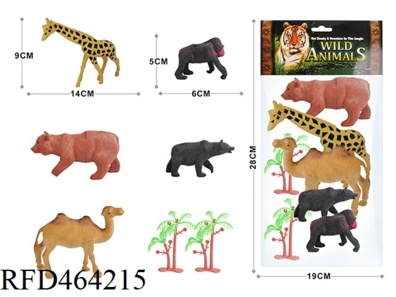 7PCS WILD ANIMAL SET 3 6-INCH WILD ANIMALS +2 3-INCH WILD ANIMALS +2 TREES