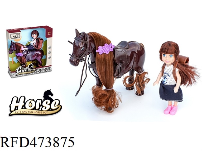 HORSE + 5 INCH DOLL + SCHOOLBAG