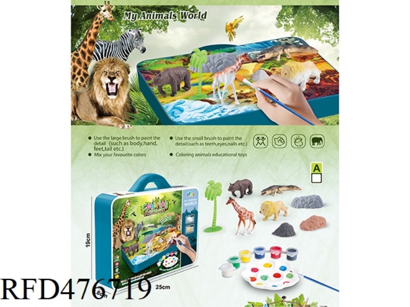 <ANIMAL PAINTING SERIES> SUITCASE 4 WILD ANIMALS DIY COLORING TYPE A