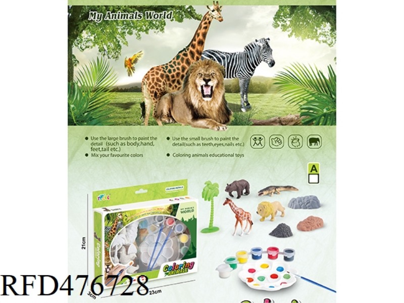<ANIMAL PAINTING SERIES> 4 WILD ANIMALS DIY PAINTING IN WINDOW BOX A STYLE