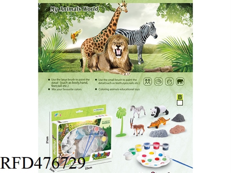 <ANIMAL PAINTING SERIES> 4 WILD ANIMALS DIY PAINTING IN WINDOW BOX TYPE B