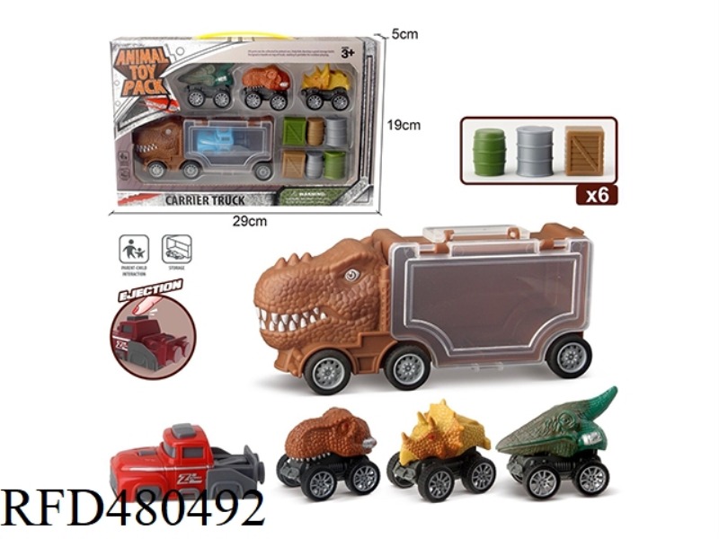 LITTLE TYRANNOSAURUS REX STORAGE CART + 3 DINOSAUR CARTS + 1 EJECTION + 6 ACCESSORIES