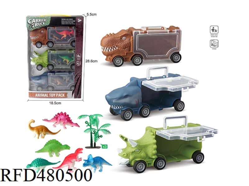 SMALL TRICERATOPS + SMALL SHARKS + SMALL TYRANNOSAURUS REX + 6 DINOSAURS + 3 TREES