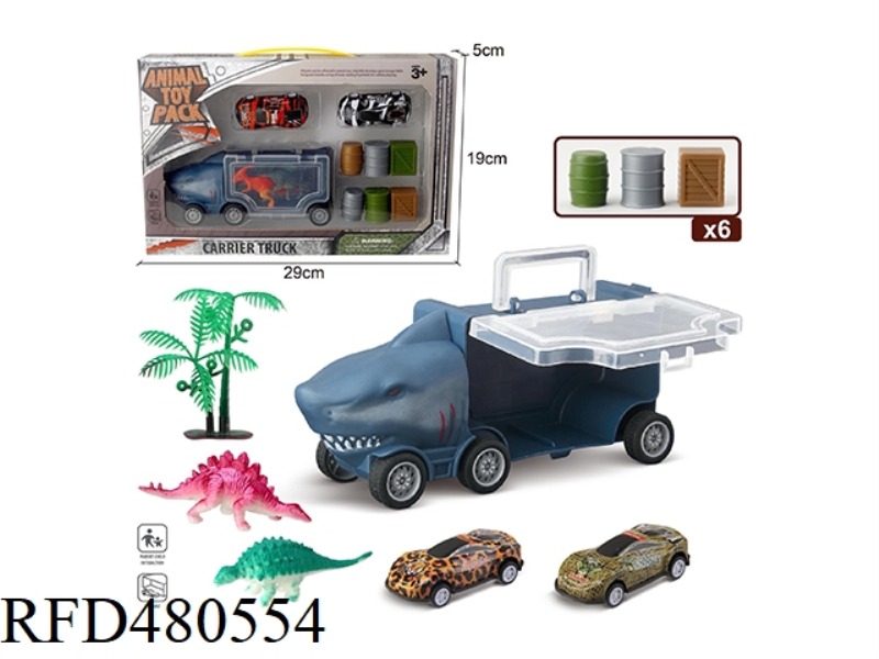 SMALL SHARK STORAGE CART + 2 IRON SHEETS + 2 DINOSAURS + 1 TREE + 6 TABLETS