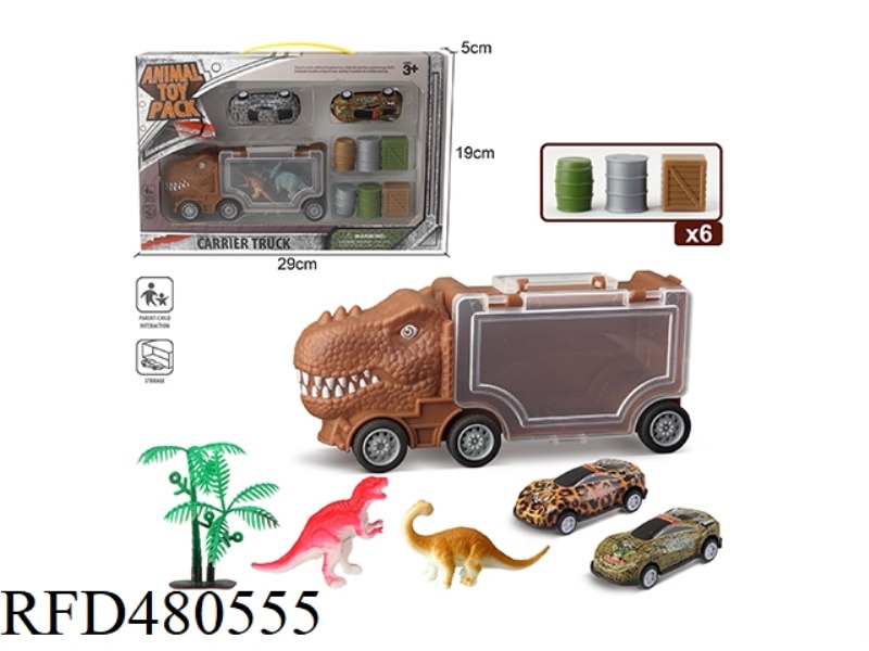 LITTLE TYRANNOSAURUS REX STORAGE CART + 2 IRON SHEETS + 2 DINOSAURS + 1 TREE + 6 TABLETS