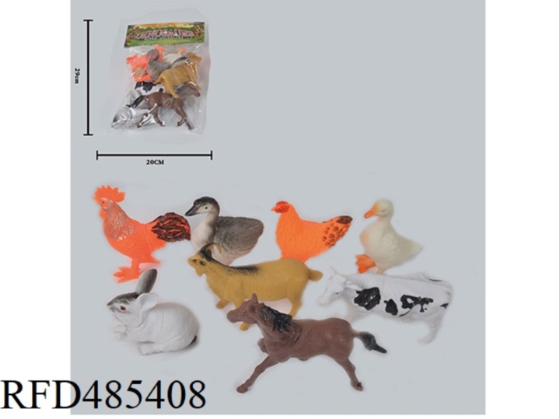 SIMULATION OF WILD ANIMAL SOLID SOFT RUBBER FARM 8 PACK