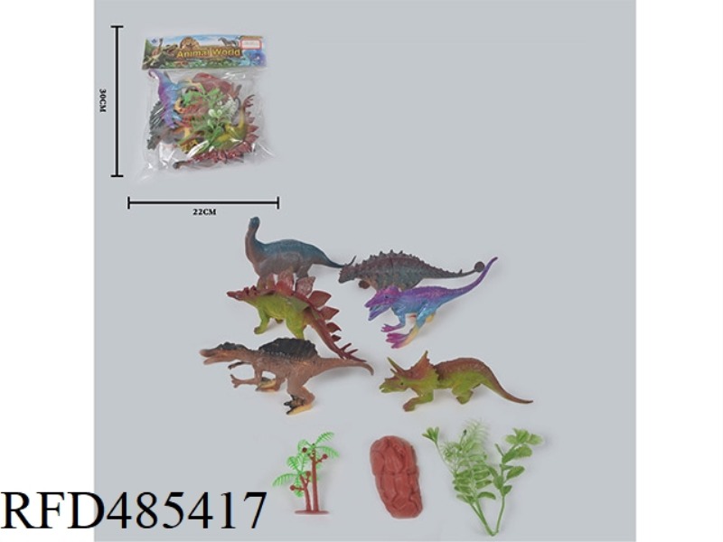 SIMULATION OF WILD ANIMALS SOLID 6 PACK DINOSAURS