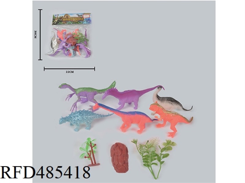 SIMULATION OF WILD ANIMALS SOLID 6 PACK DINOSAURS