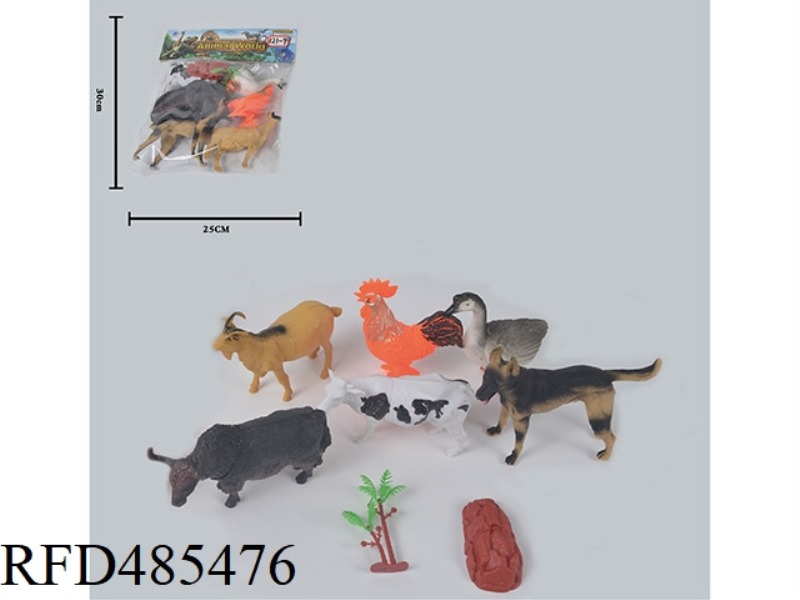 SIMULATION OF WILD ANIMAL SOLID SOFT RUBBER FARM 6 PACK