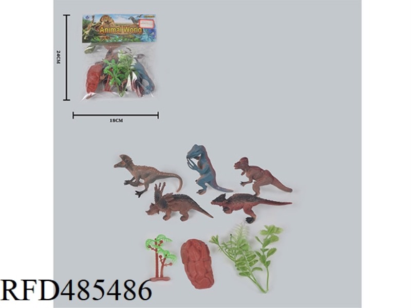 SIMULATION OF WILD ANIMALS SOLID 5 PACK DINOSAURS