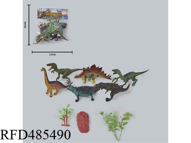 SIMULATION OF WILD ANIMALS SOLID 6 PACK DINOSAURS