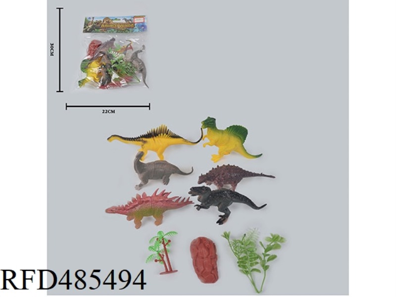 SIMULATION OF WILD ANIMALS SOLID 6 PACK DINOSAURS