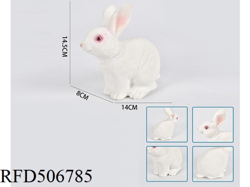 WHITE RABBIT FILLED WITH RUBBER AND COTTON
