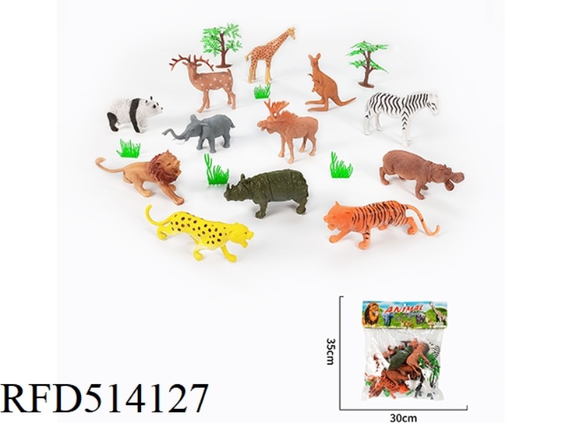 12 6-INCH ANIMALS +2 TREES AND 4 GRASSES