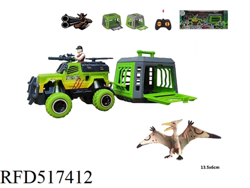 1:43 REMOTE CONTROLLED TRACKERS TOWING CAGES TO CATCH PTEROSAURS WITH SLIPPABILITY