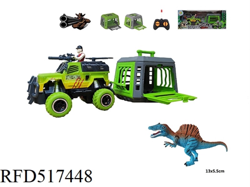 1:43 REMOTE CONTROLLED TRAPCAR TOWING CAGE TO CATCH ACANTHOSAURUS ELEGANS, SLIPPABLE