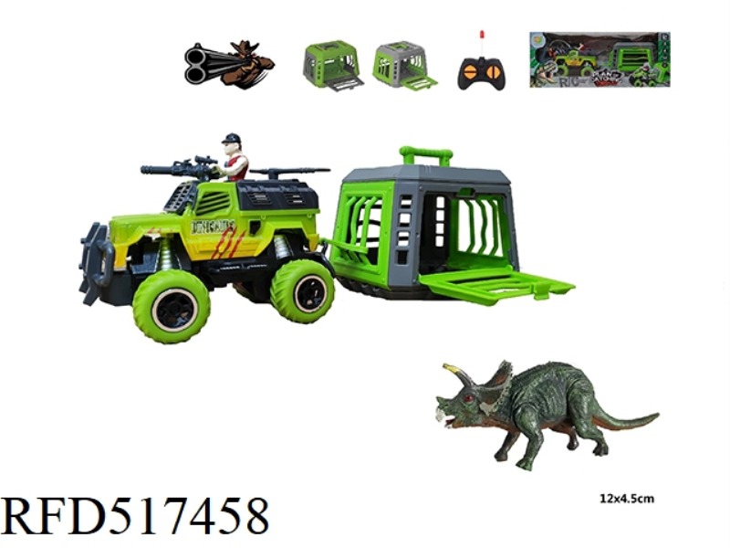 1:43 REMOTE CONTROLLED TRAPPER CART TOWS CAGE TO CATCH TRICERATOPS WITH SLIPPER