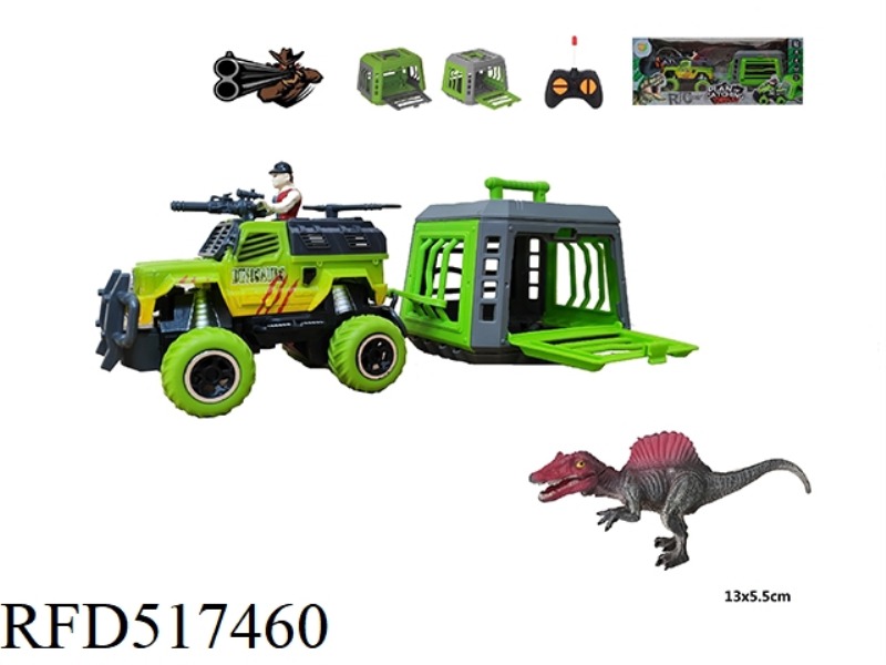 1:43 REMOTE CONTROLLED TRAPCAR DRAGS CAGE TO CATCH SPINOSAURUS, SLIPPABLE