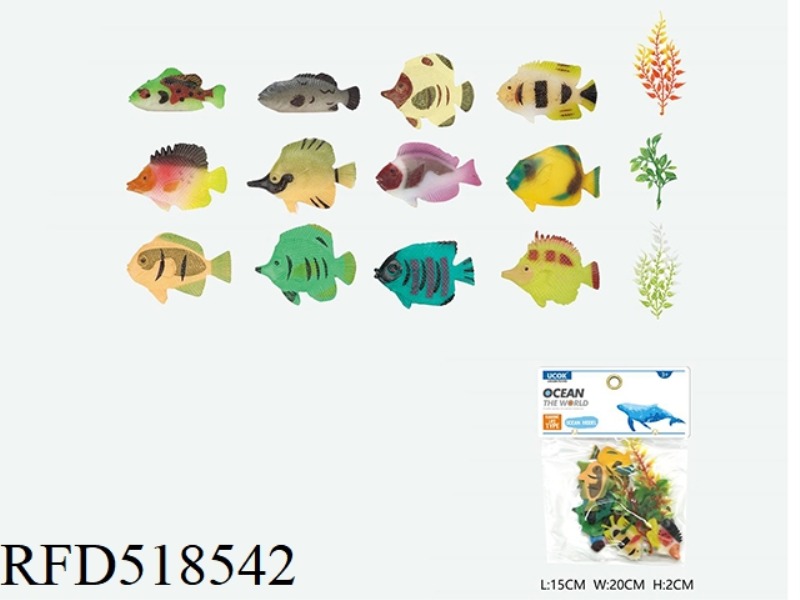 12 3-INCH MINI TROPICAL FISH SET