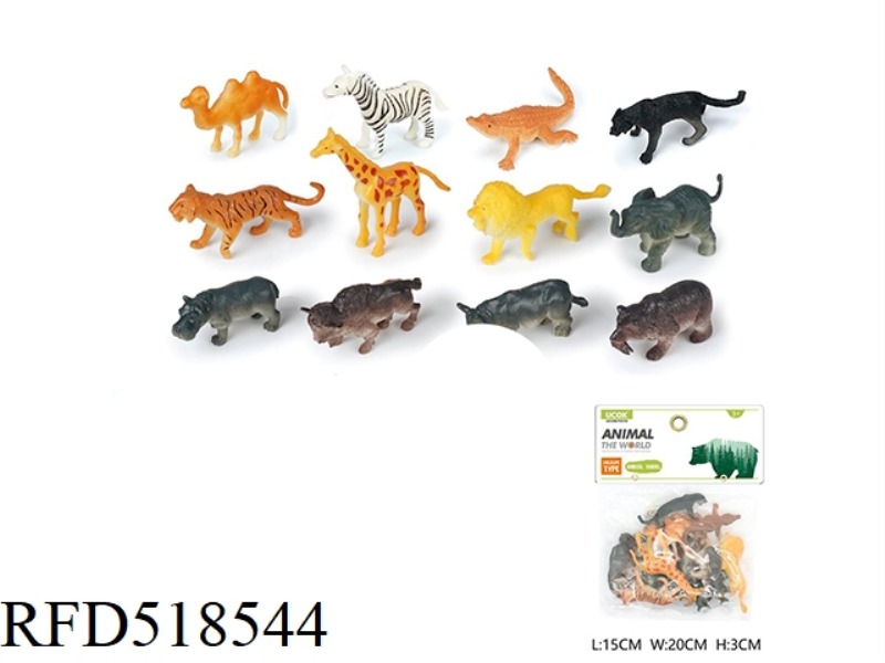 12 3-INCH MINI WILD ANIMALS SET