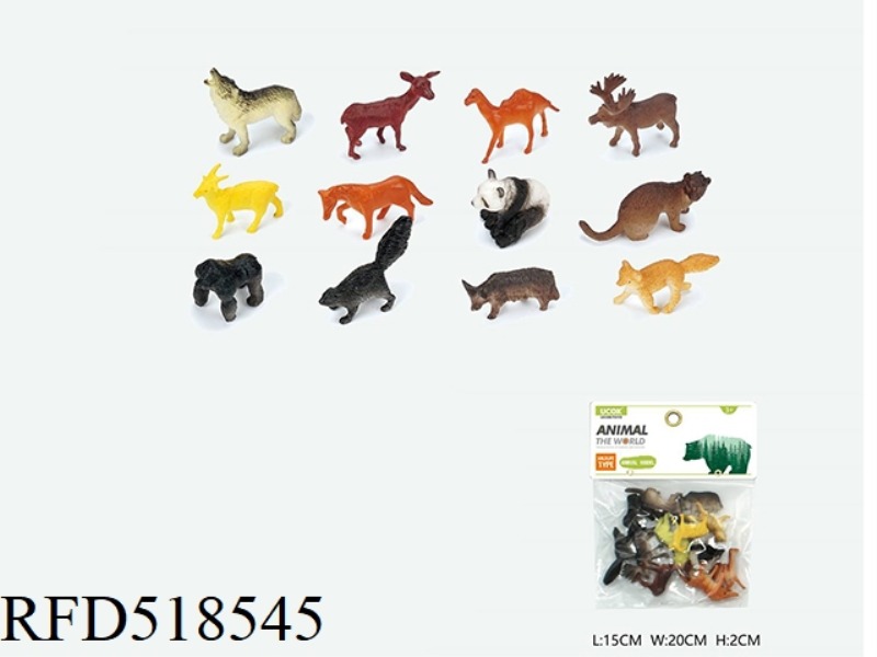 12 3-INCH MINI WILD ANIMALS SET