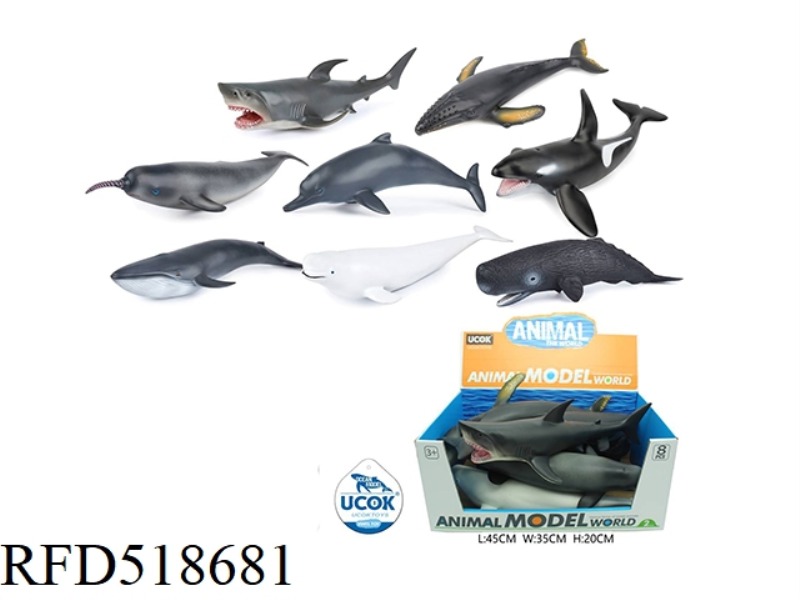8 ENAMELLED AND COTTON FILLED MARINE ANIMALS DISPLAY BOX