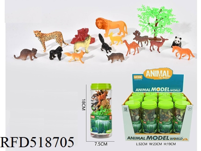 16-PIECE WILD ANIMAL TUBE PACK 12PCS