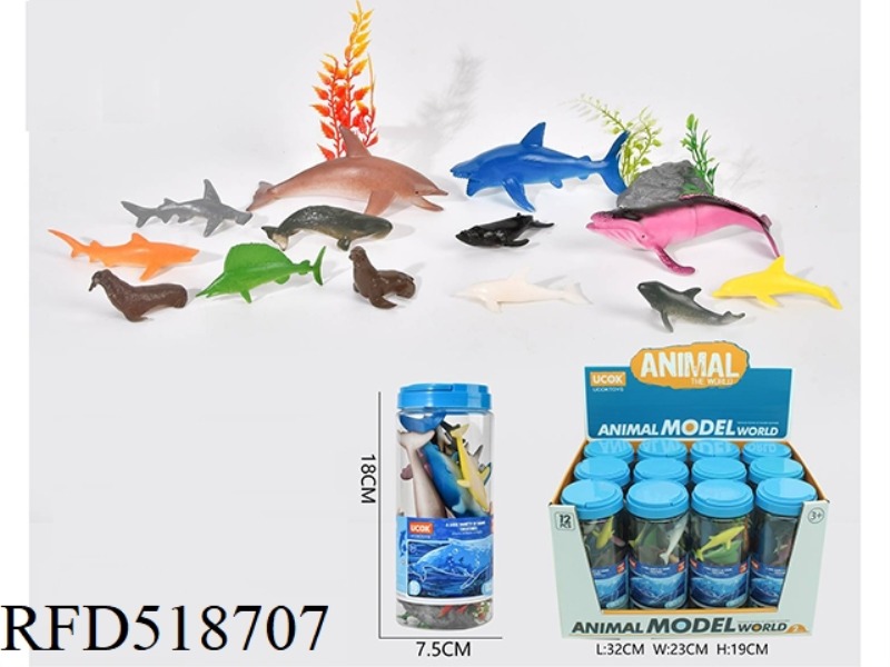 16 PIECE SET MARINE ANIMAL TUBE PACK 12PCS