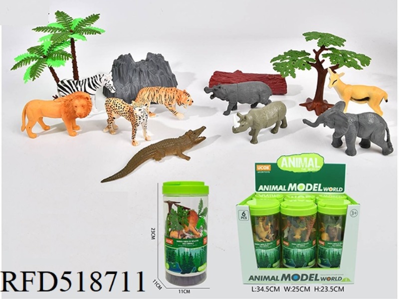 13-PIECE SET WILD ANIMAL BARREL 6PCS
