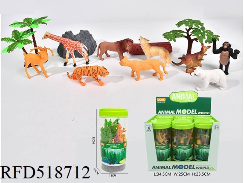 13-PIECE SET WILD ANIMAL BARREL 6PCS