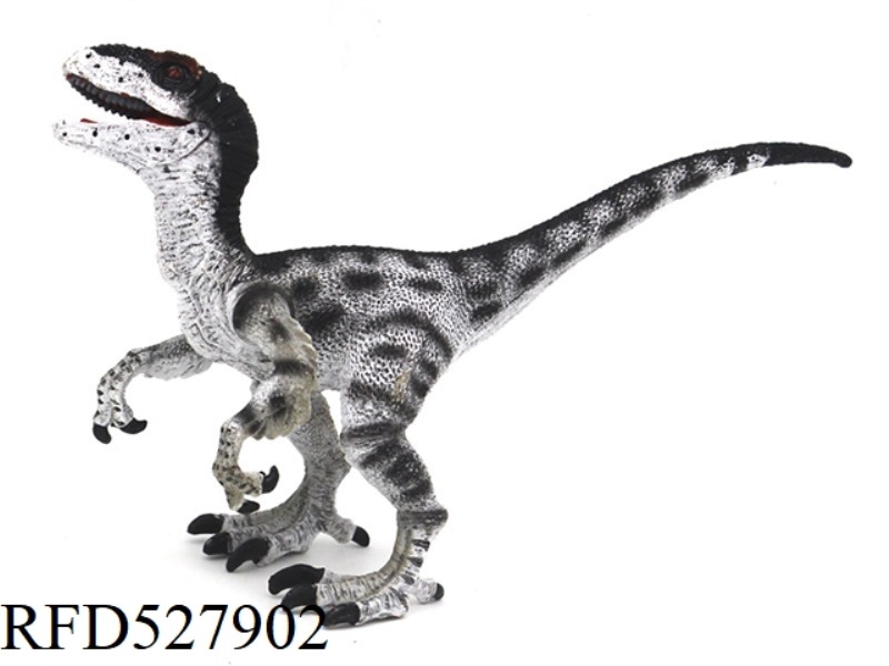 GRAY VELOCIRAPTOR (MOUTH CAN BE OPENED AND CLOSED, ARMS CAN BE MOVED)