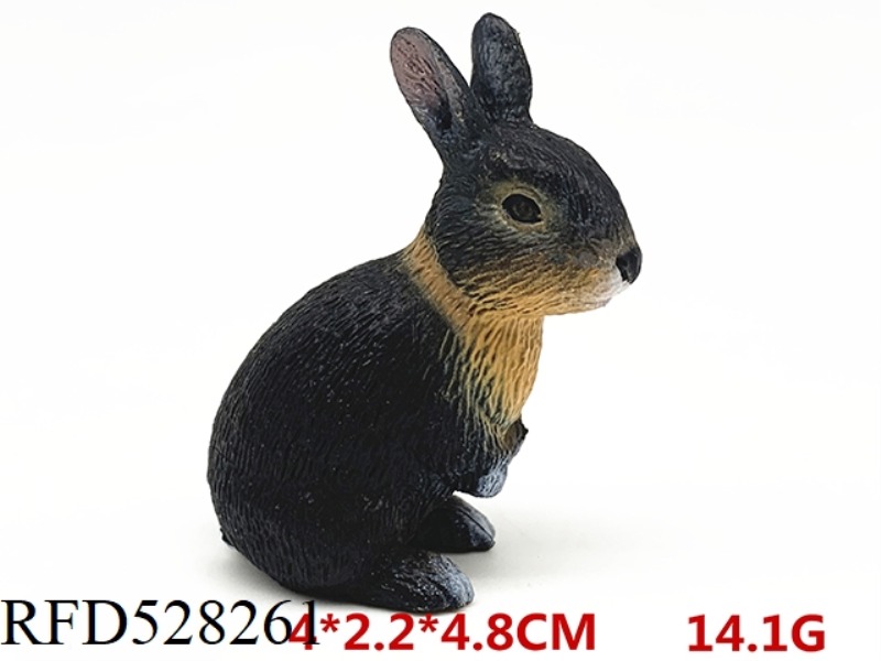 BLACK AND YELLOW SQUATTING RABBIT