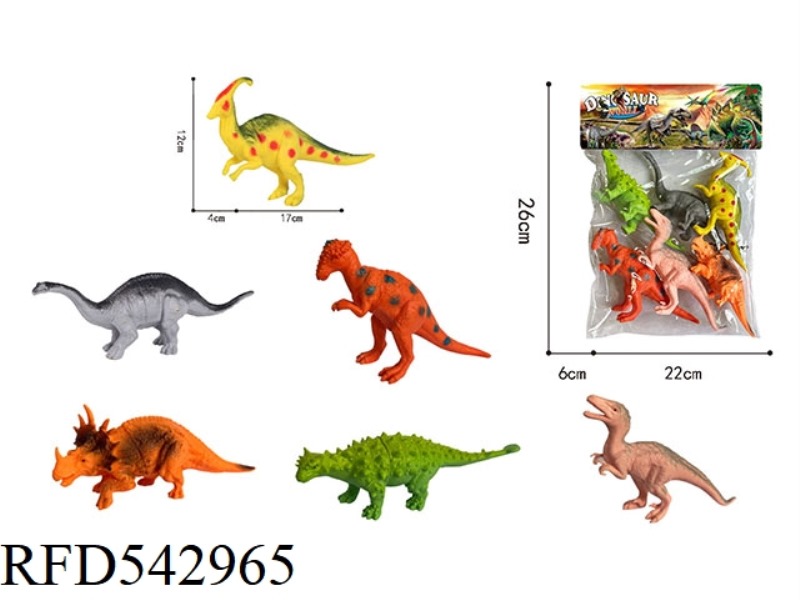 SIX COLORFUL DINOSAURS