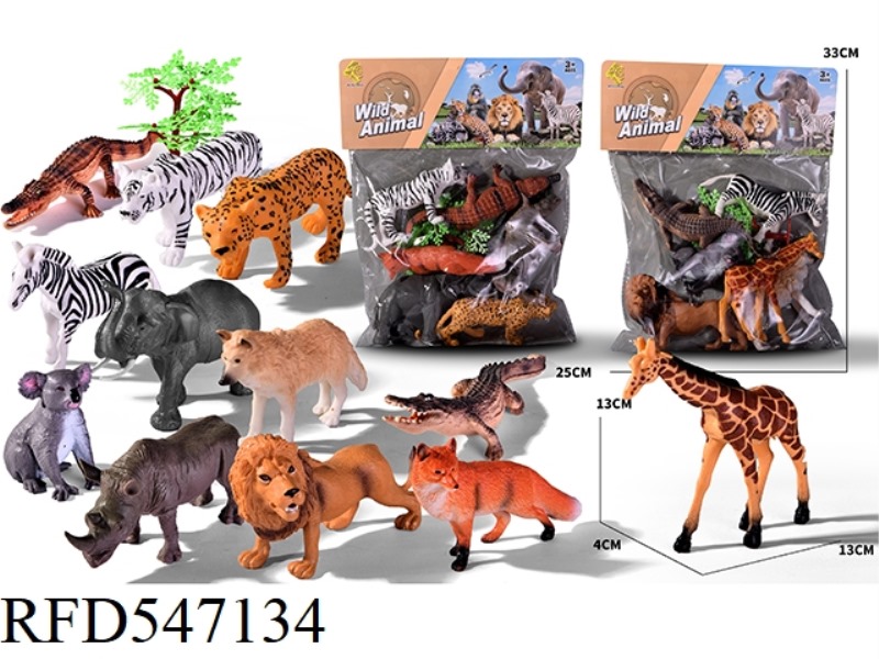 6 SIMULATED ANIMALS PLUS 1 TREE