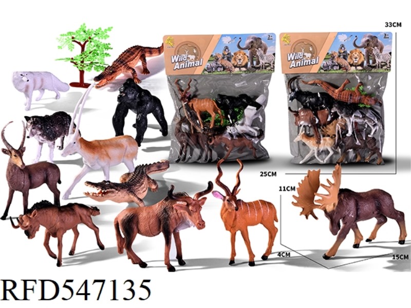 6 SIMULATED ANIMALS PLUS 1 TREE