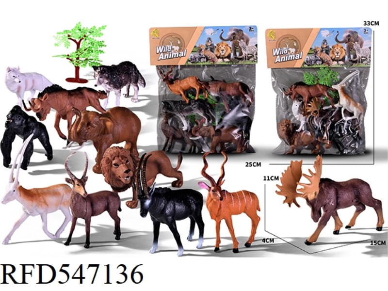 6 SIMULATED ANIMALS PLUS 1 TREE