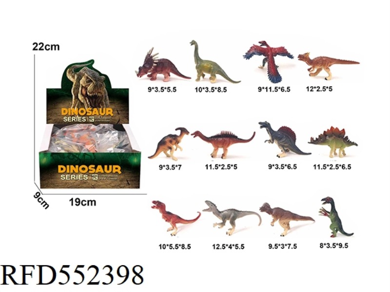 12 SOLID DINOSAURS 24PCS
