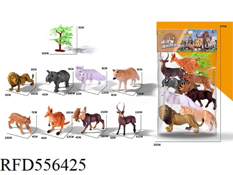 EIGHT SIMULATED ANIMALS
