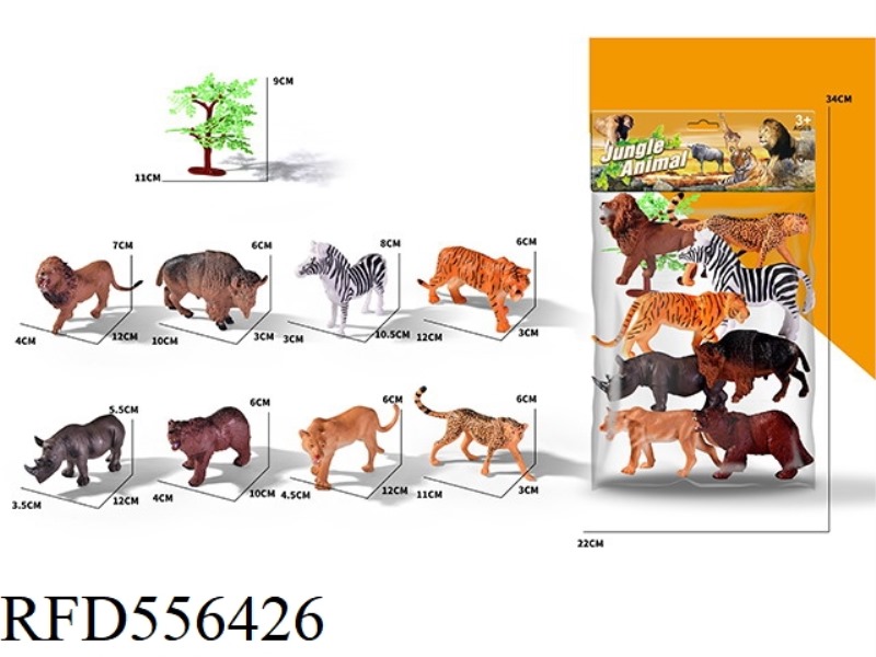 8 WILD ANIMALS AND 1 TREE