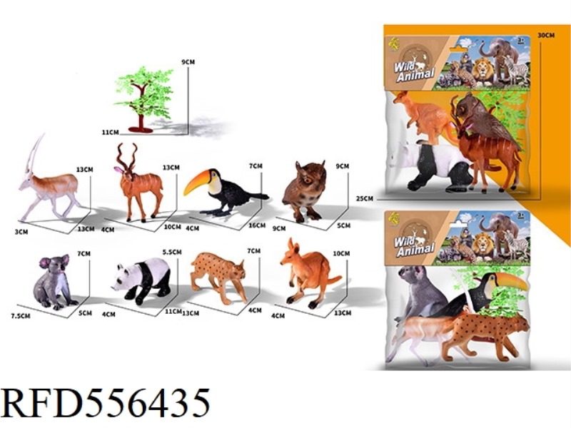 4 SIMULATED ANIMALS PLUS 1 TREE