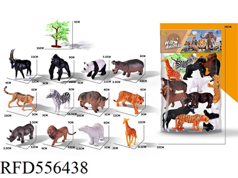 12 WILD ANIMALS AND 1 TREE