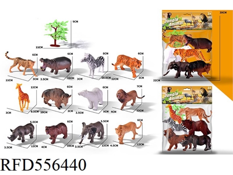 6 WILD ANIMALS AND 1 TREE