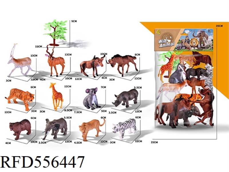 12 WILD ANIMALS AND 1 TREE