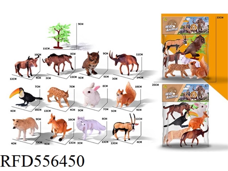 6 SIMULATED ANIMALS PLUS 1 TREE