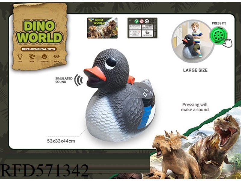IT CAN SIT ON A LARGE TOY BIG BLACK DUCK