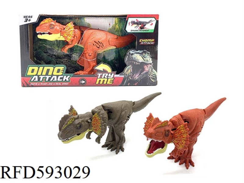 BIG HANDS MANUALLY PRESS THE HEAD TO SWING THE DINOSAUR-DOUBLE-CROWNED DRAGON WITH SOUND (WITH SOUND