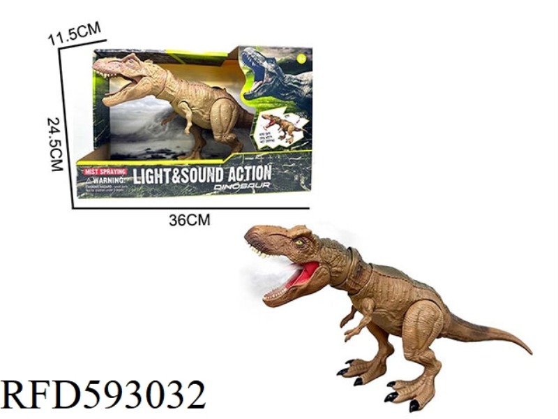 HAND SPRAY TYRANNOSAURUS REX DINOSAUR WITH SOUND AND LIGHT.