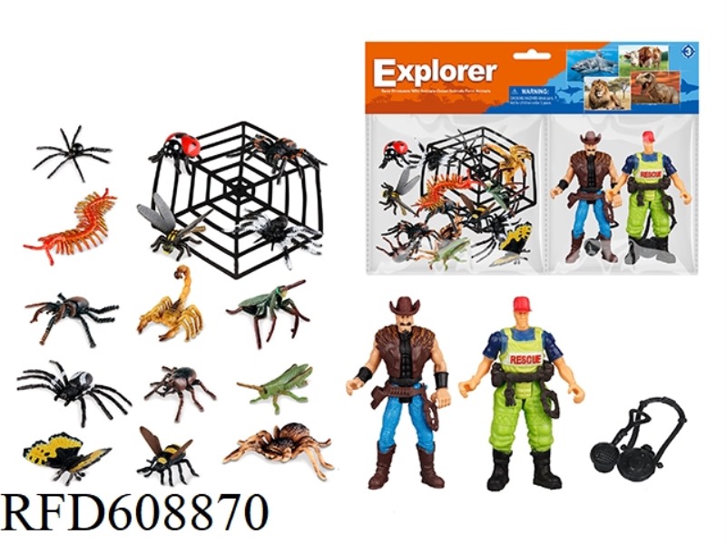 HUNTING DOLL CLIP HEAD EXPLOSION-PROOF BAG TWO HUNTING DOLLS + INSECTS